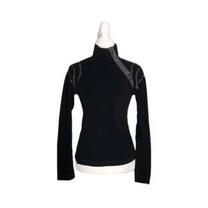 Frauenschuh womens Black Long Sleeve Mock Neck Fleece Pullover Side 1/4 Zip sz 0